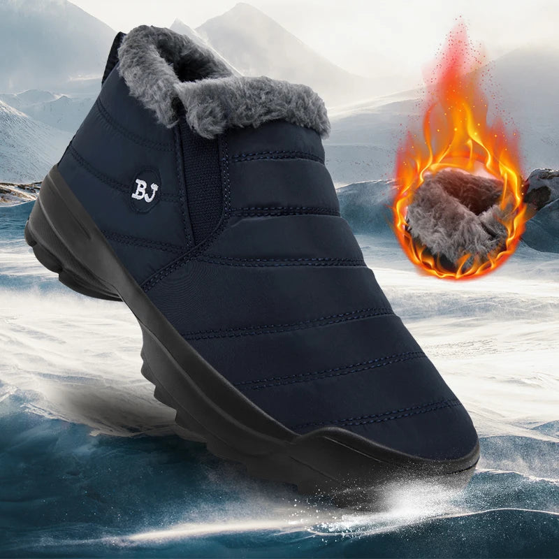 Men's Snow Boots, Winter Warm Shoes, Fuzzy Lining Windproof Hiking Boots, Winter Insulated Shoes, Fuzzy Lining Windproof Hiking Boots