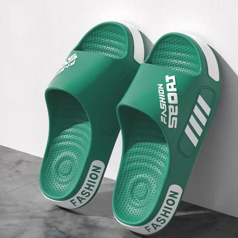 Big Size 36-45 Men Slippers Summer Flat Sole Home Slippers For Women Man Open Toe Trend Slides Couple Light Beach Shoes Sandals