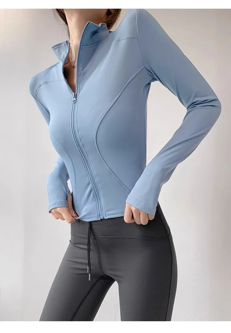 Women Quick Dry Zip Up Jacket Long Sleeve Coat