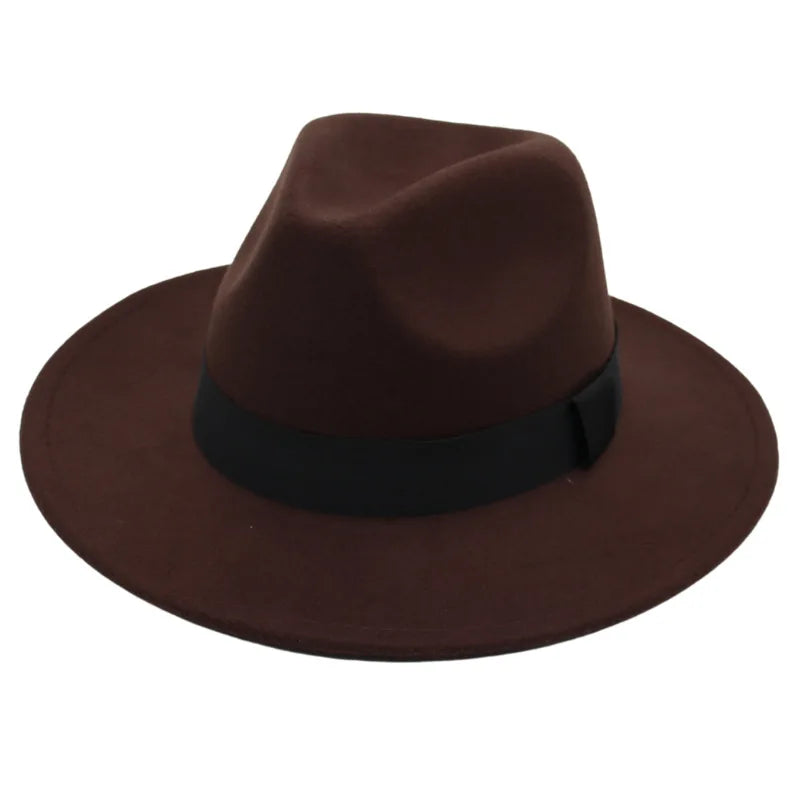 Men Woolen Wide Brim Jazz Hat Fashion Style