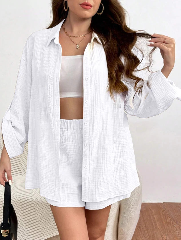 Women Casual 2 Piece Set Loose Top and Shorts Summer Outfit