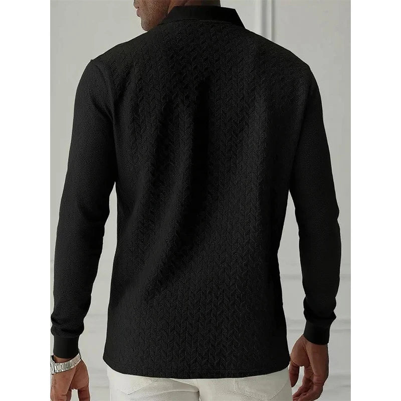 Men Long Sleeve Business Casual Polo Shirt