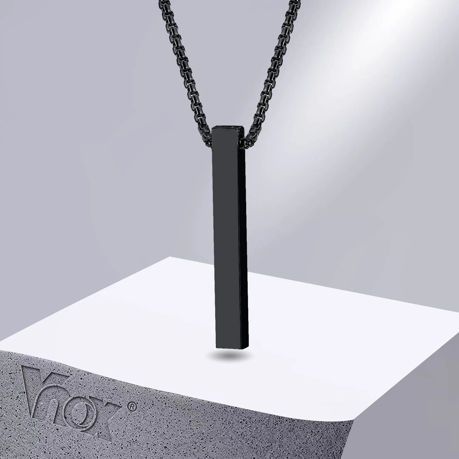 Men Stainless Steel Bar Pendant Necklace