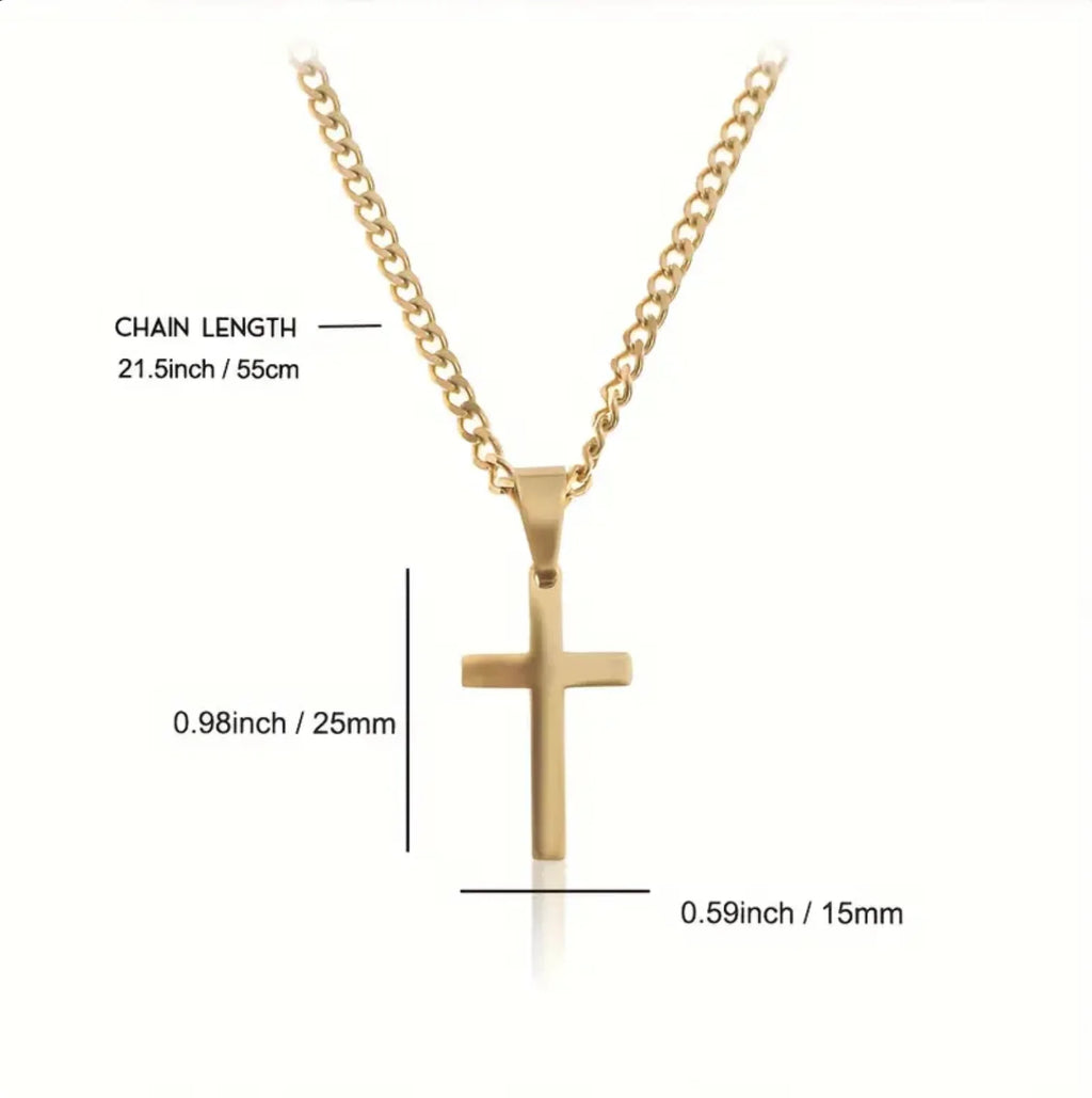 Men Fashion Stainless Steel Cross Pendant Necklace