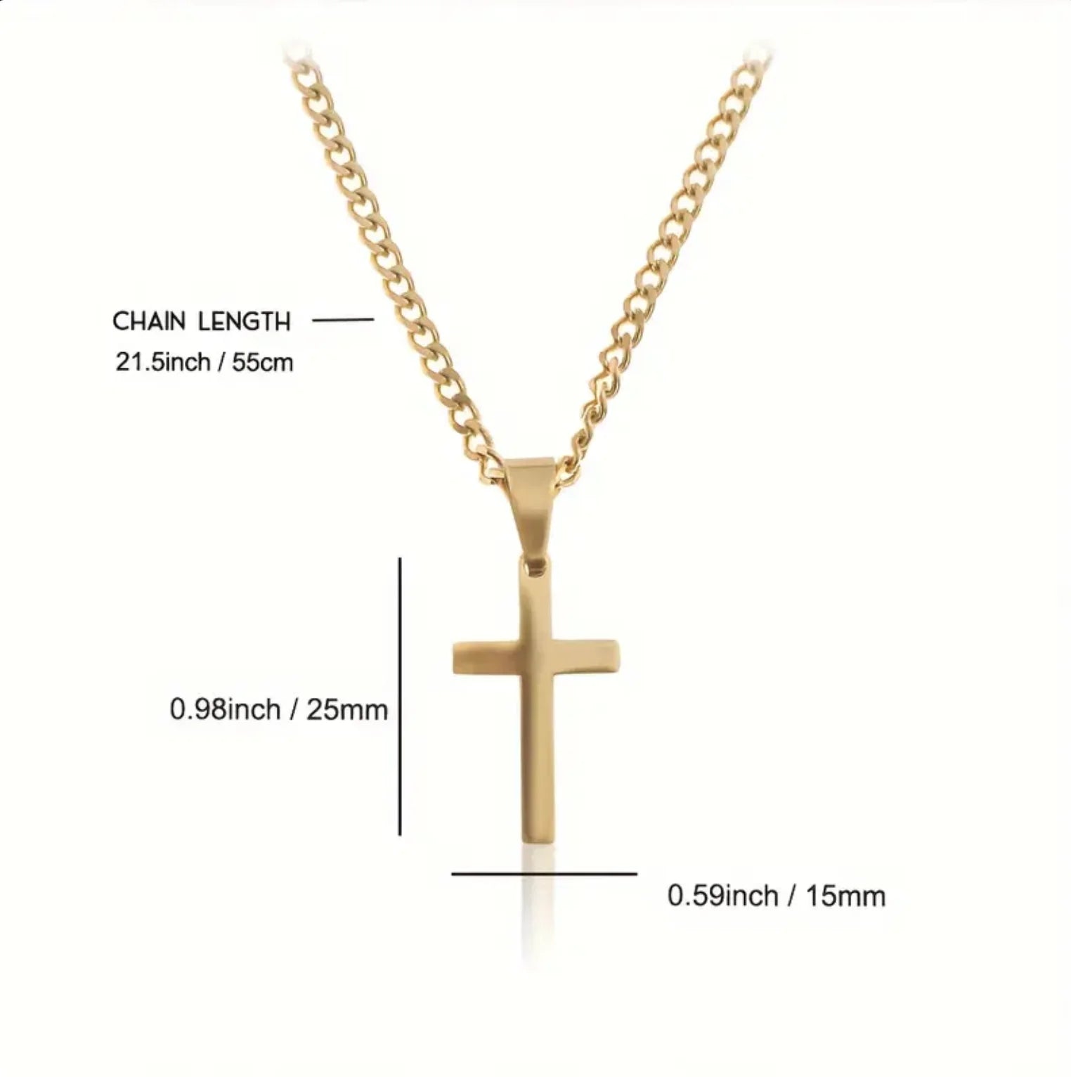 Men Fashion Stainless Steel Cross Pendant Necklace