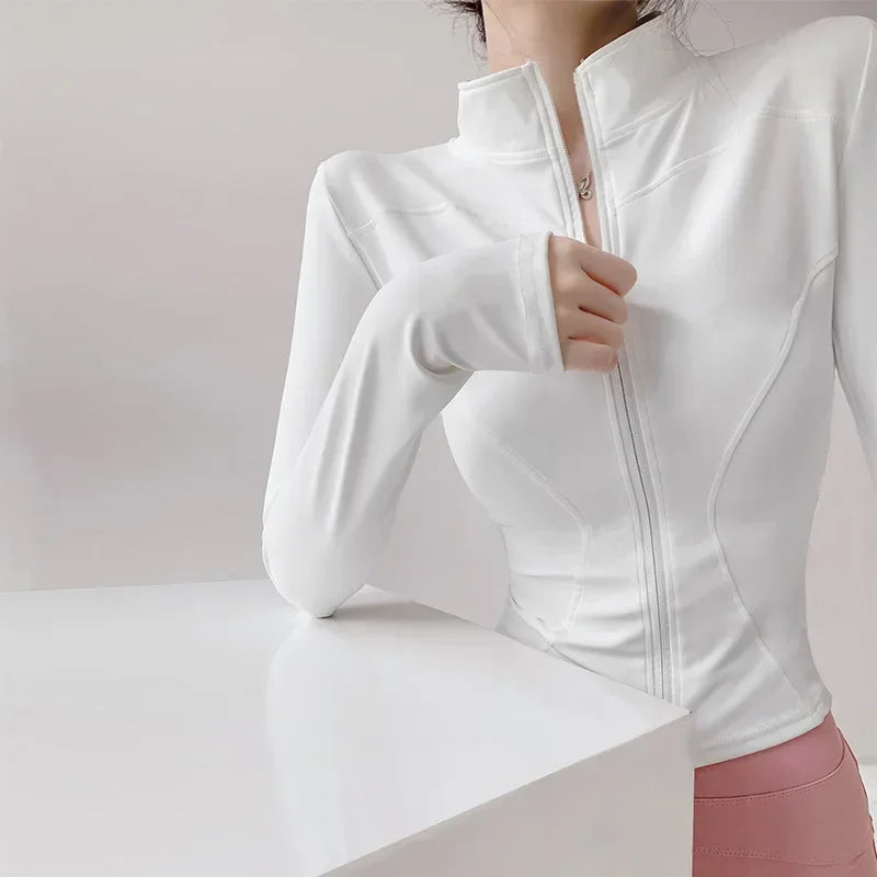 Women Quick Dry Zip Up Jacket Long Sleeve Coat