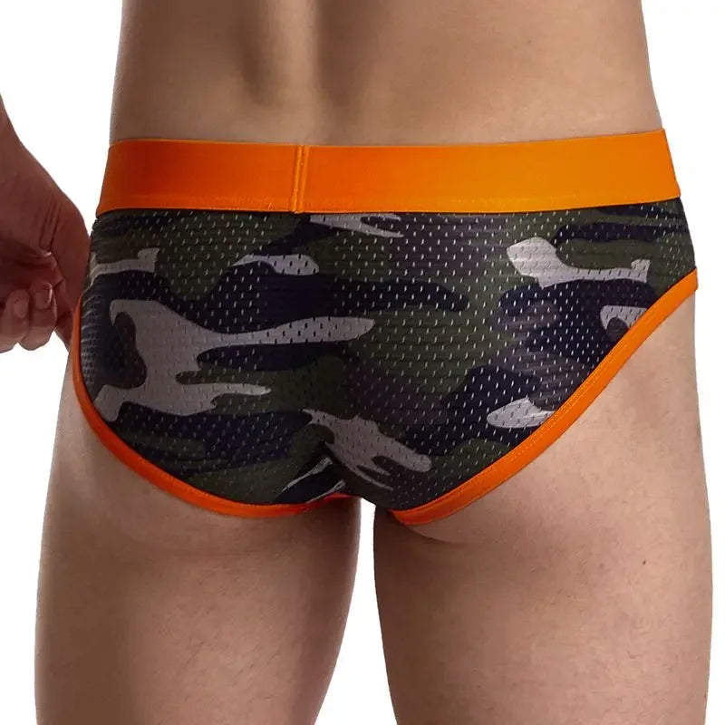 Low Rise Mesh Camouflage Underwear for Men