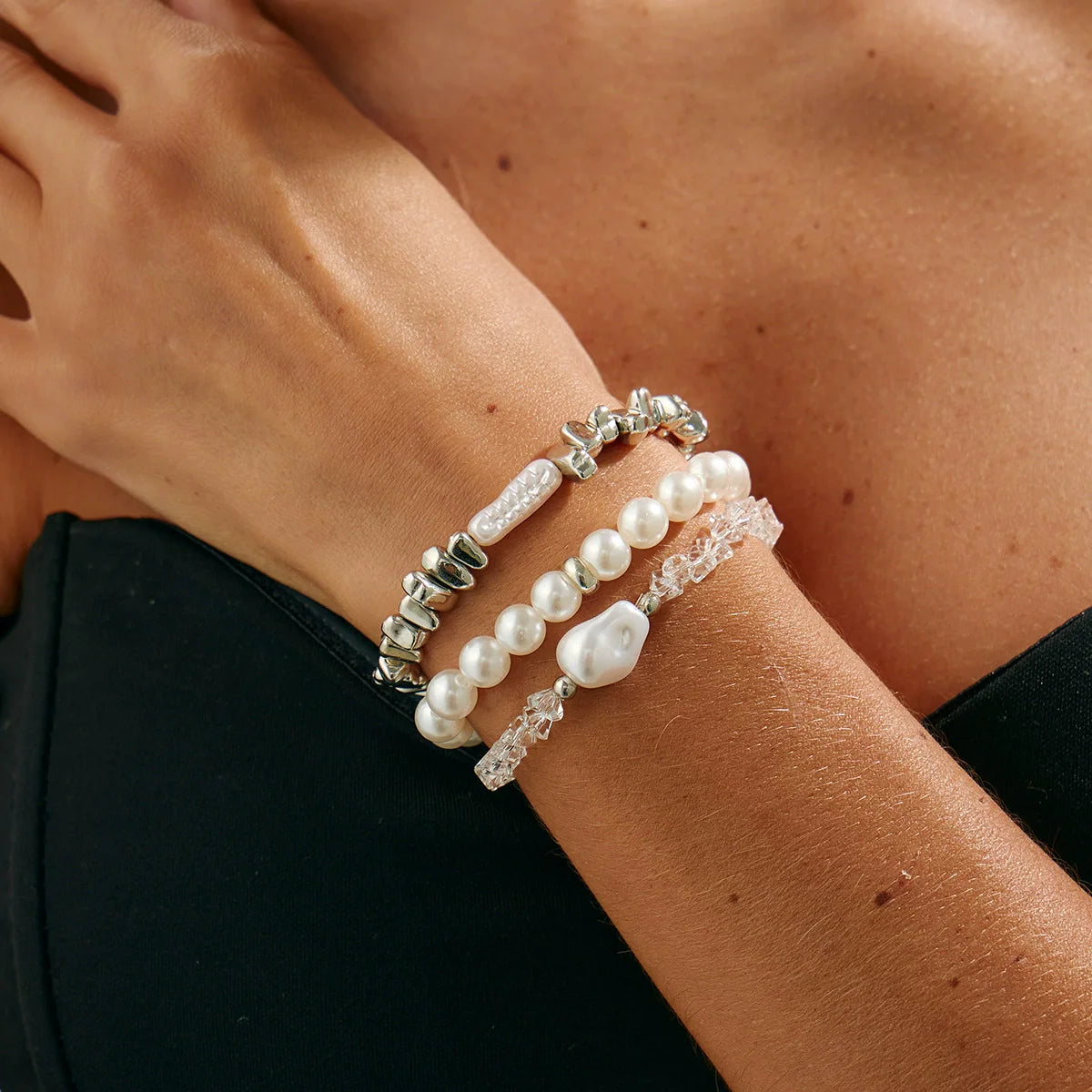 Women Vintage Pearl Bead Chain Bracelet Fashion Jewelry