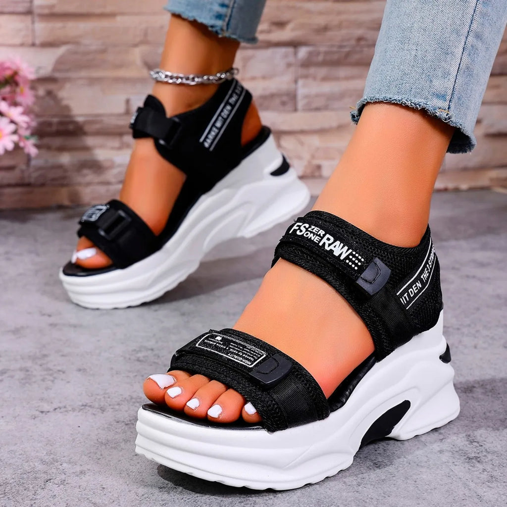 Women Platform Wedge Velcro Sandals