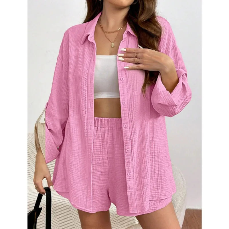 Women Casual 2 Piece Set Loose Top and Shorts Summer Outfit