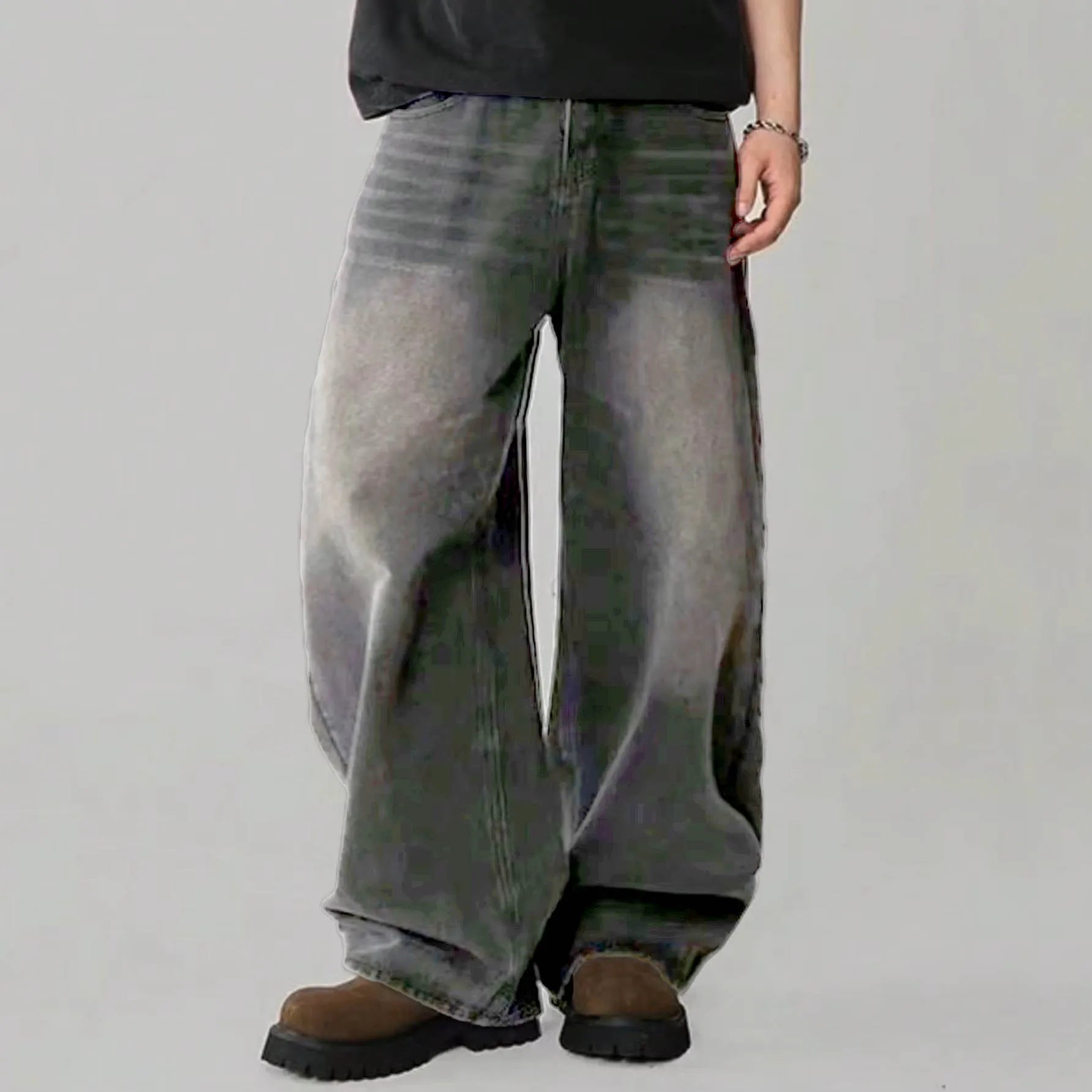 Men Korean Loose Wide Leg Jeans