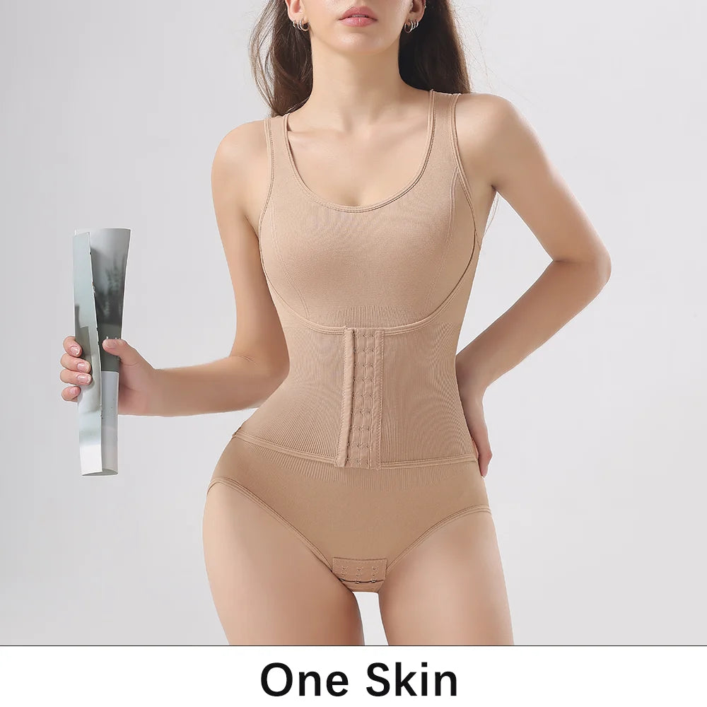 Zipper Belt Tummy Control Shapewear Bodysuit for Women