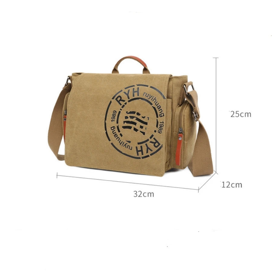 Large Capacity Canvas Weekend Messenger Briefcase Bag for Men