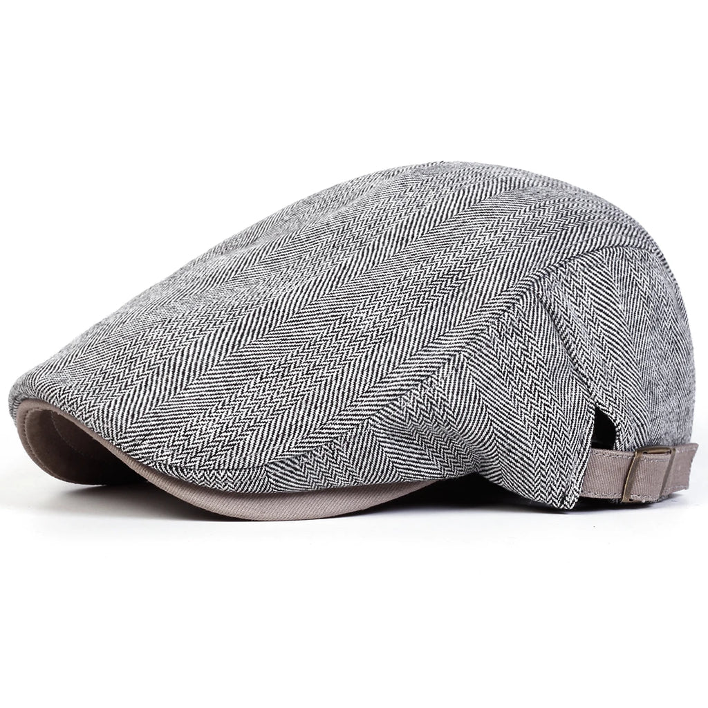 Men Retro Herringbone Newsboy Flat Cap