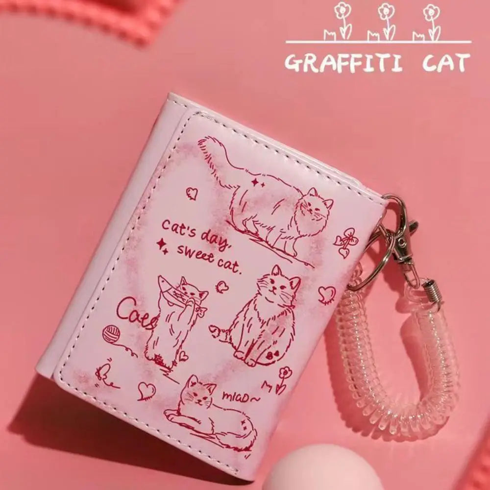 Large Capacity Cat Print Wrist Wallet for Women