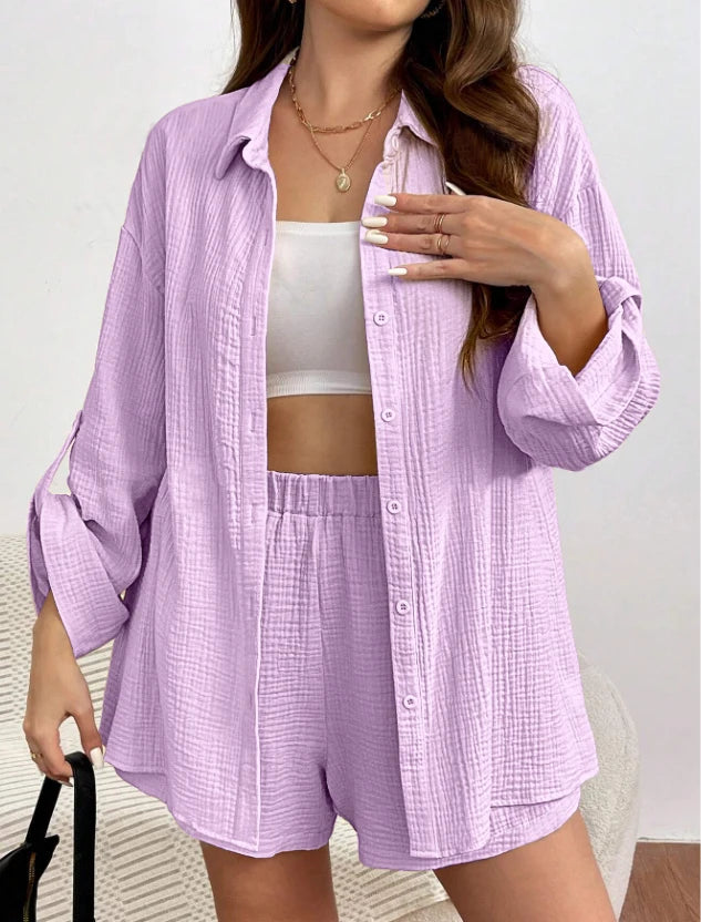 Women Casual 2 Piece Set Loose Top and Shorts Summer Outfit