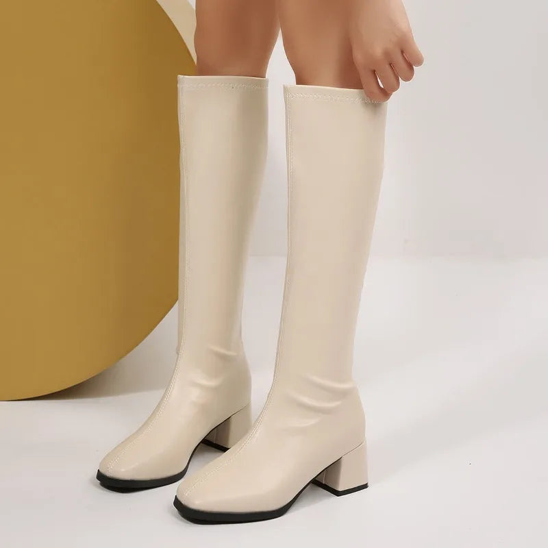 Women Vintage Knee High Leather Boots