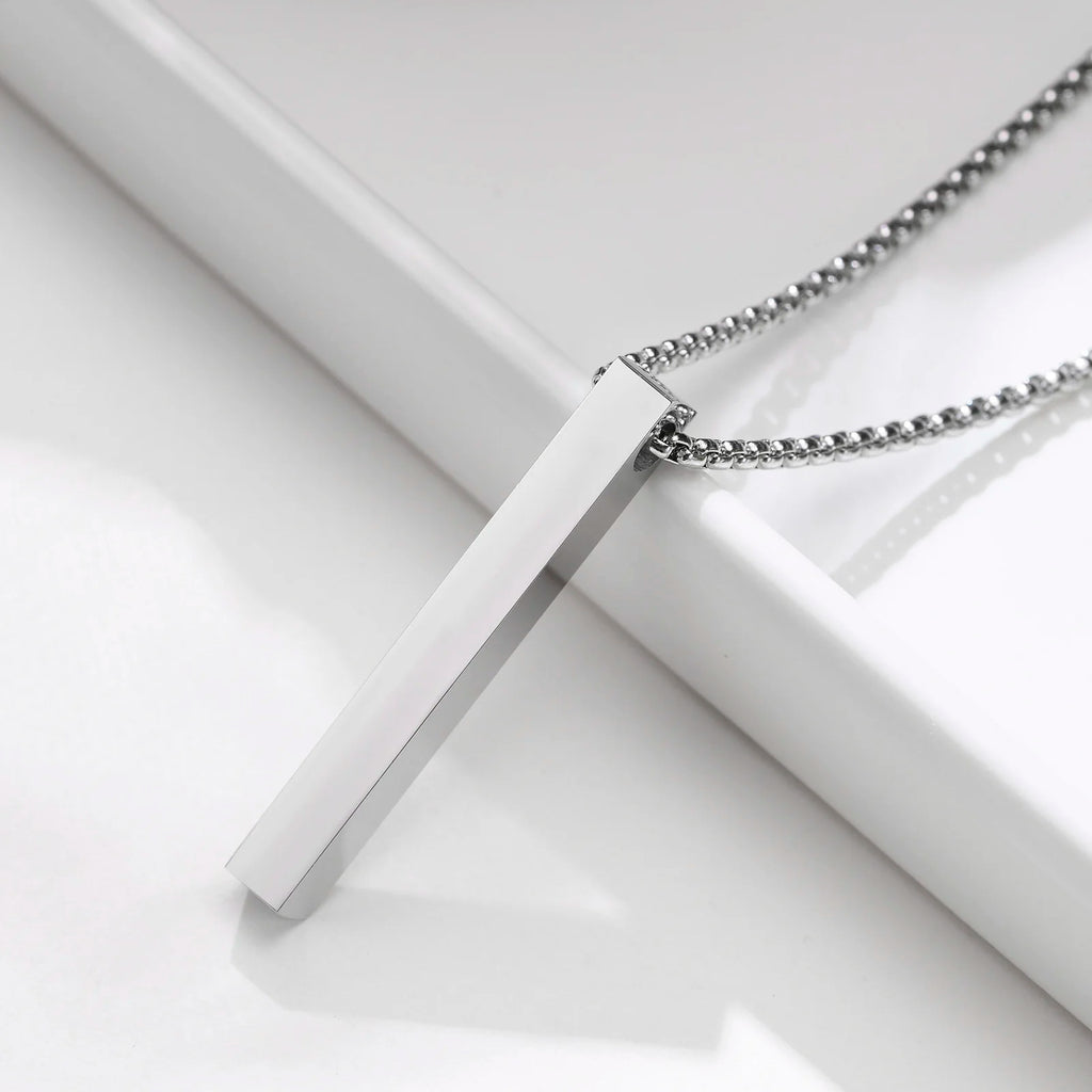 Men Stainless Steel Bar Pendant Necklace