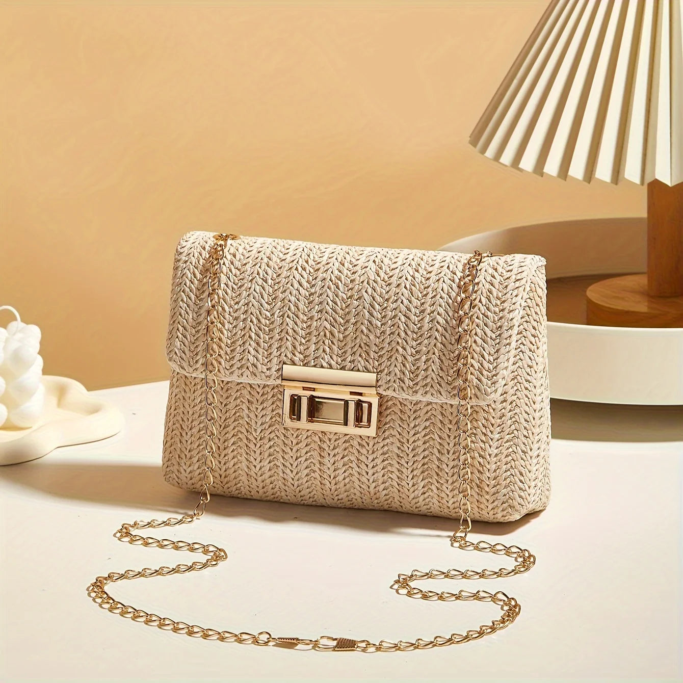 Woven Straw Shoulder Crossbody Bag for Women