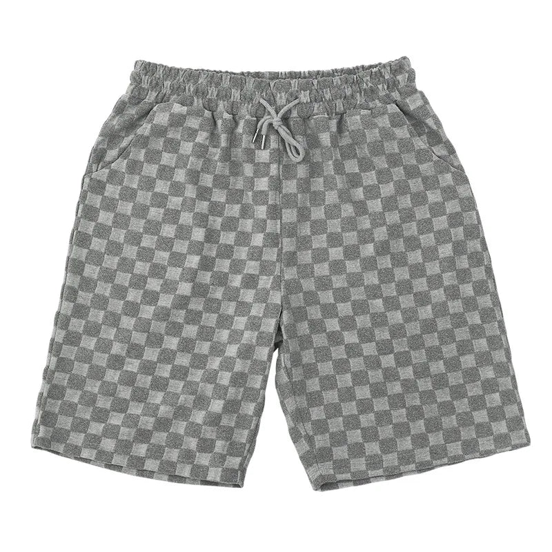 Men Oversized Checkered Shirt and Shorts Casual Set