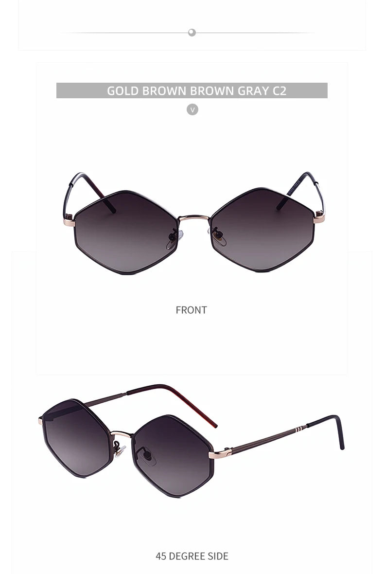 Women Hexagon Punk Vintage Polygon Sunglasses Fashion Eyewear