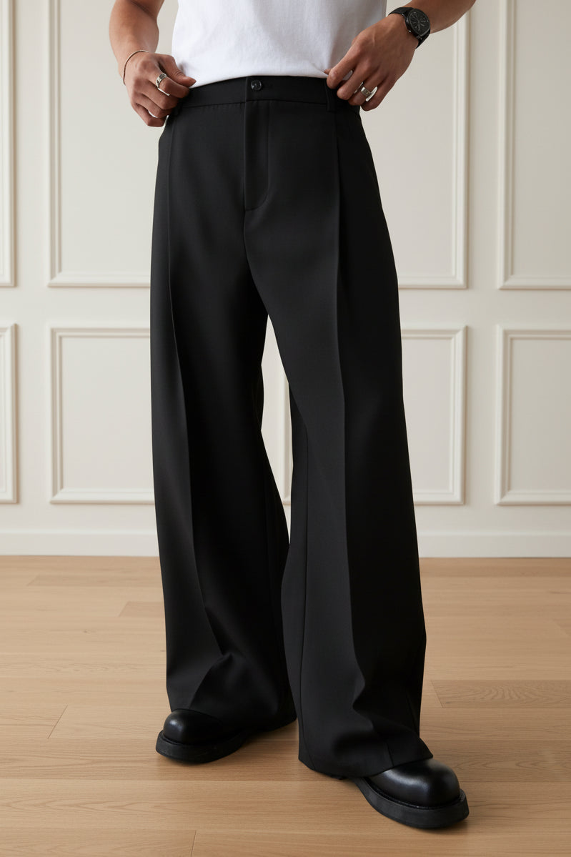Men High Waist Wide Leg Trousers