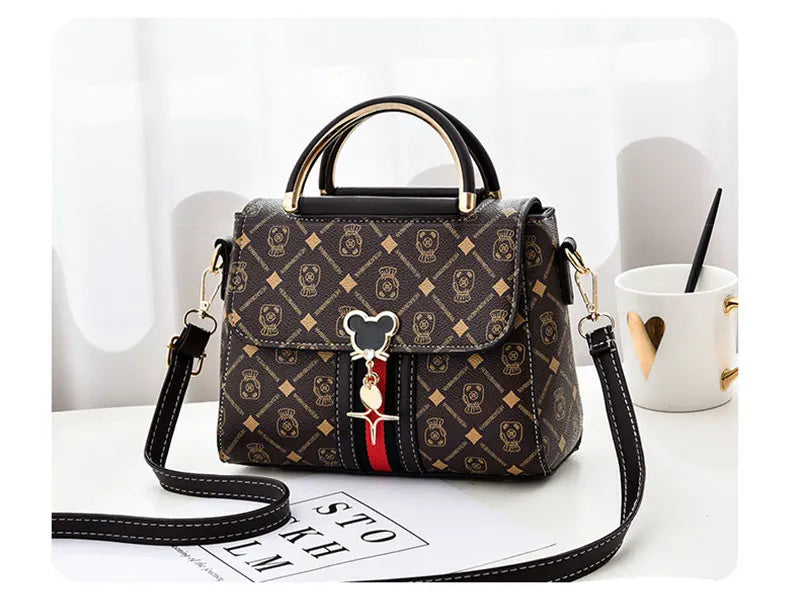 Luxury Monogram Leather Shoulder Tote Bag for Women