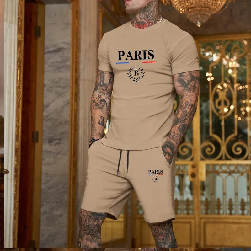 Men Short Sleeve T Shirt and Shorts Sportswear Set