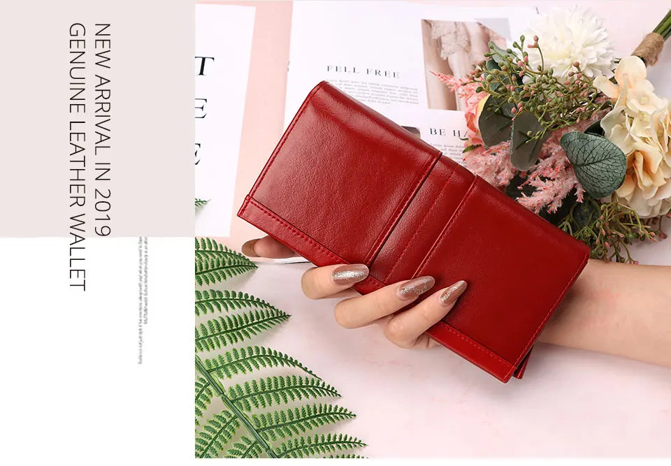 Genuine Leather RFID Blocking Clutch Wallet for Women