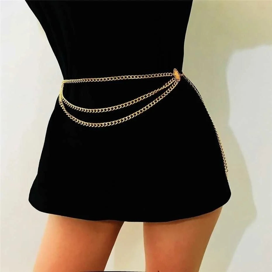 Women Multilayer Tassel Coin Waist Chain Body Jewelry