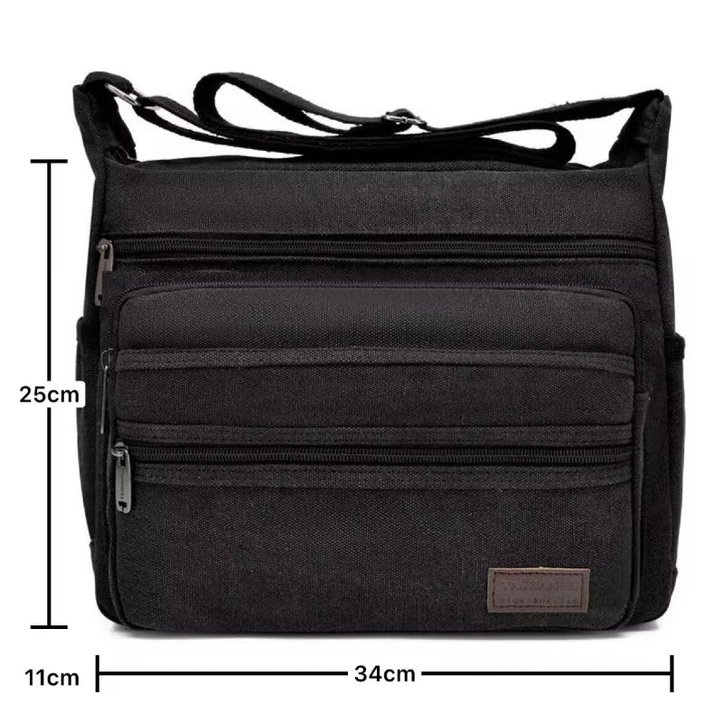 Large Capacity Multi Pocket Canvas Crossbody Shoulder Bag for Men