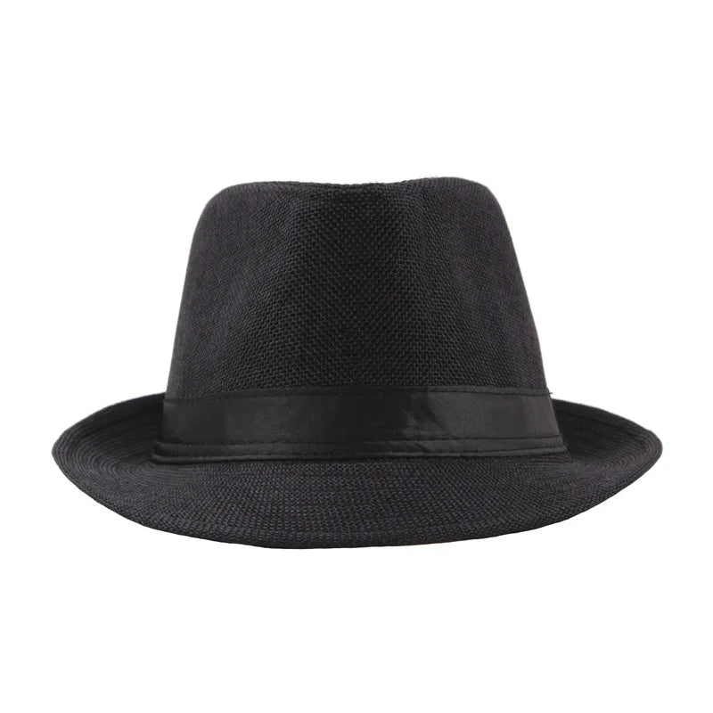 Men Wide Brim Straw Fedora Panama Hat