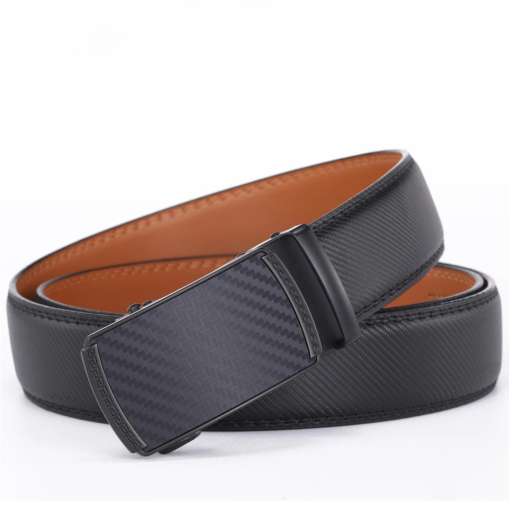 Men Luxury Genuine Leather Automatic Buckle Belt