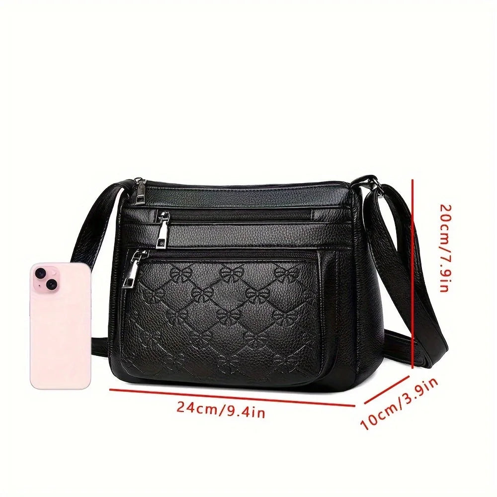 Large Capacity PU Leather Multi Pocket Crossbody Bag for Women