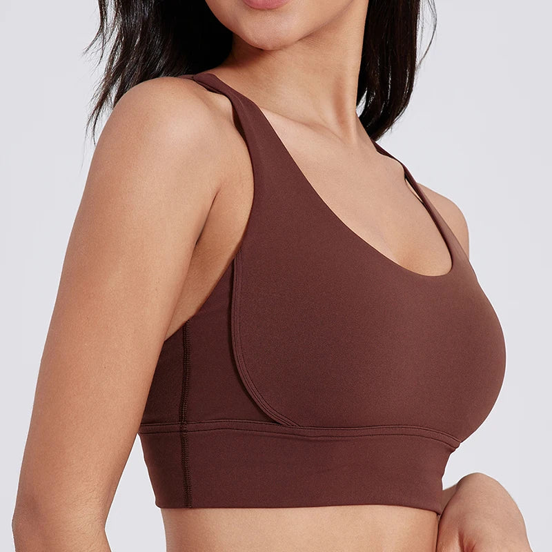 Women Cross Back Padded Sports Bra Fitness Gym Top