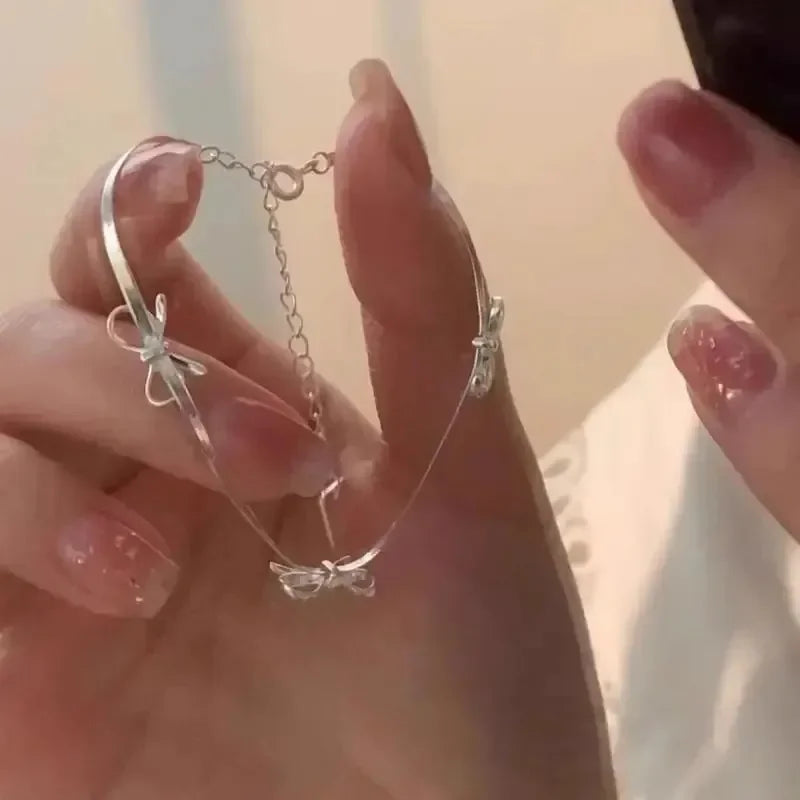 Women Bow Knot Snake Chain Bracelet Sparkling Fashion Jewelry