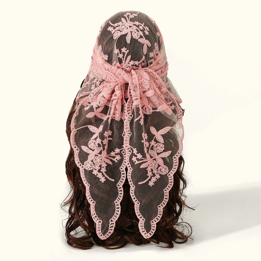 Women Lace Triangle Hair Scarf Vintage Headband Accessories