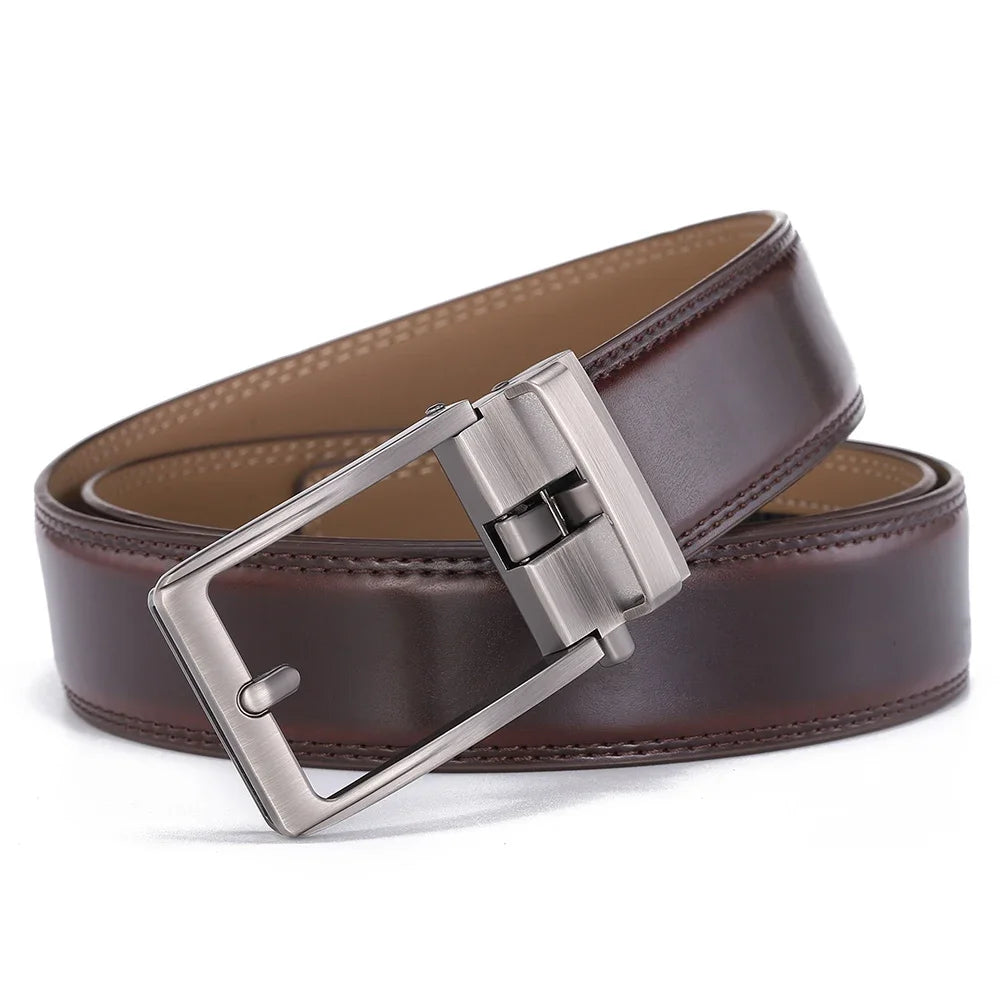 Men Luxury Genuine Leather Automatic Buckle Belt
