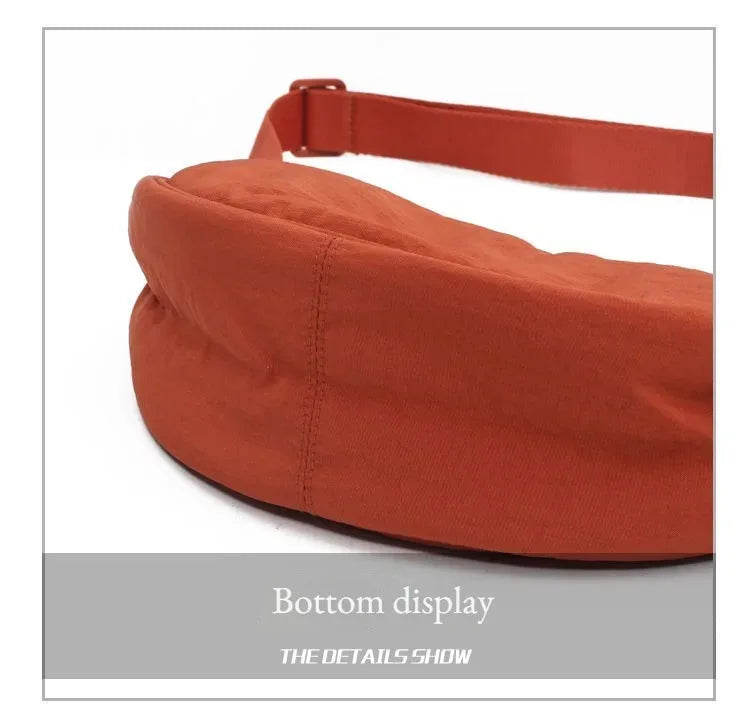 Men and Women Solid Color Chest Bag for Large Capacity Travel Crossbody Female Half Moon Bag Daily Cotton Filled Shoulder Bag