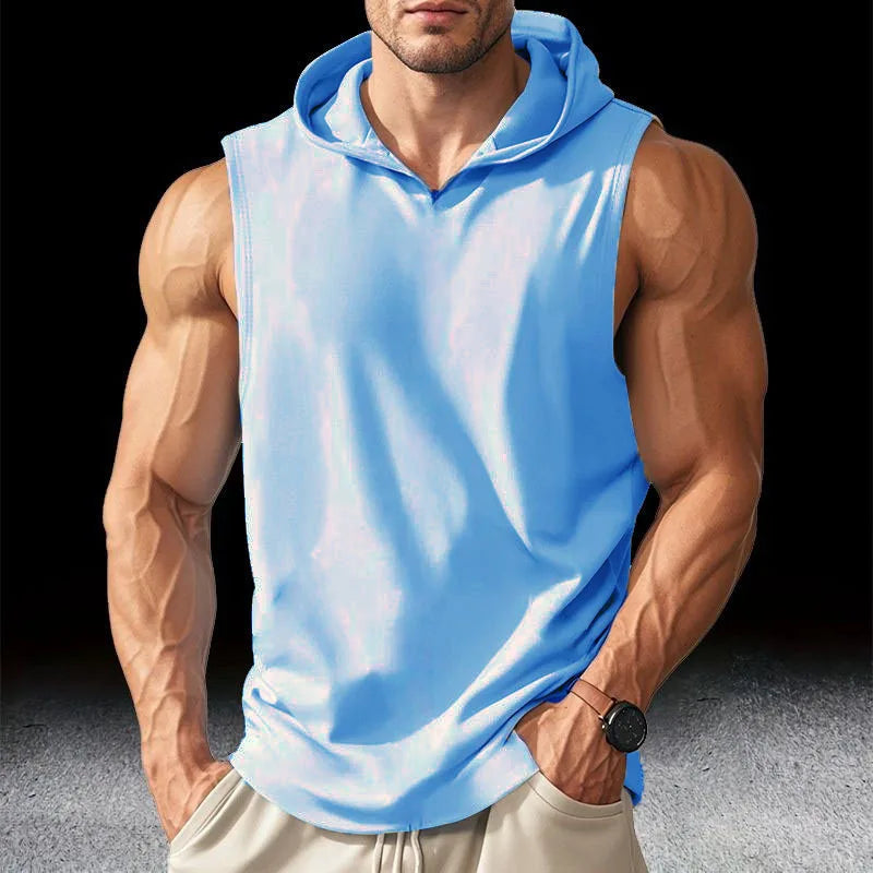Men Hooded Running Gym Tank Top Vest