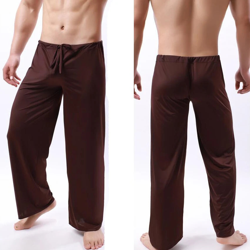 Men Ice Silk Pajama Pants Soft Breathable Sleepwear Trousers