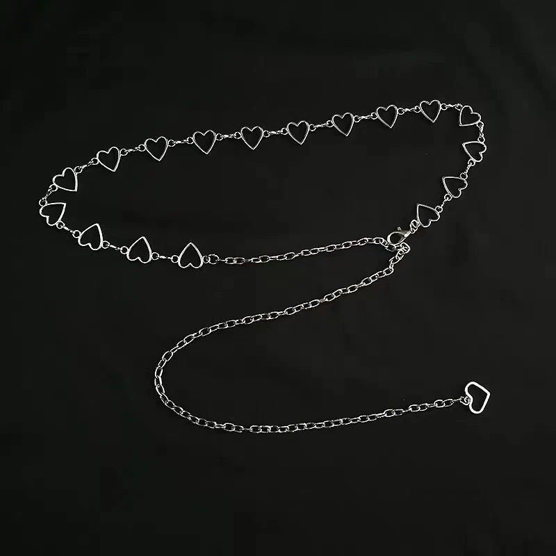 Women Fashion Heart Shaped Metal Waist Chain Belt Waistband Accessories