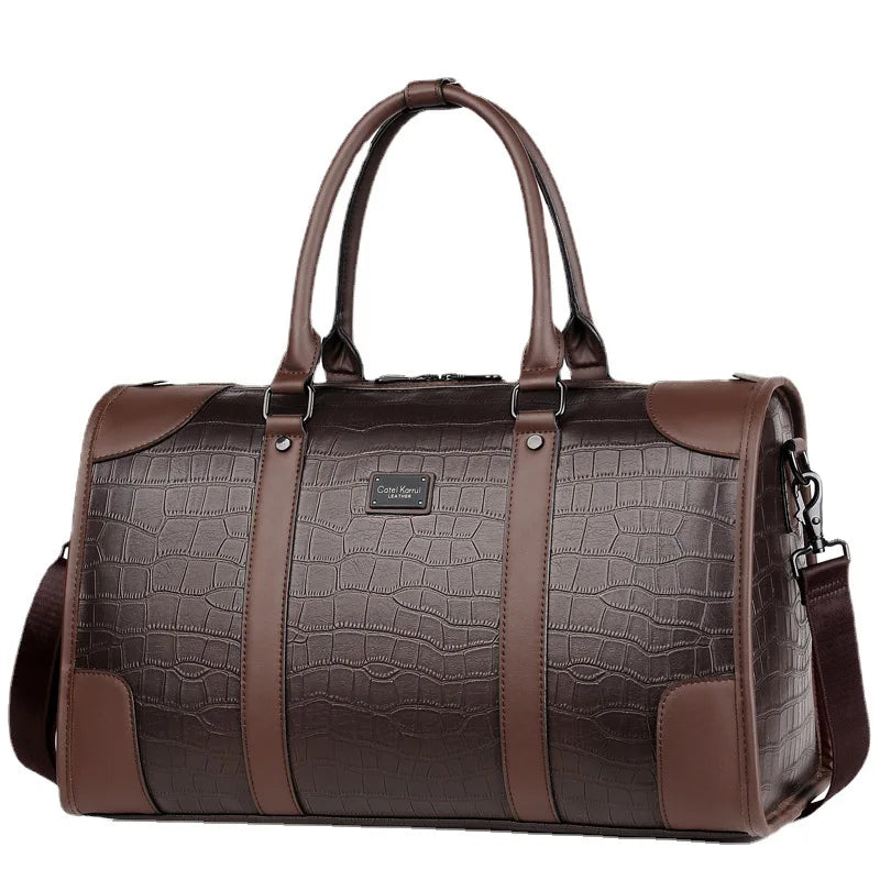 Luxury PU Leather Business Travel Tote Duffle Bag for Men