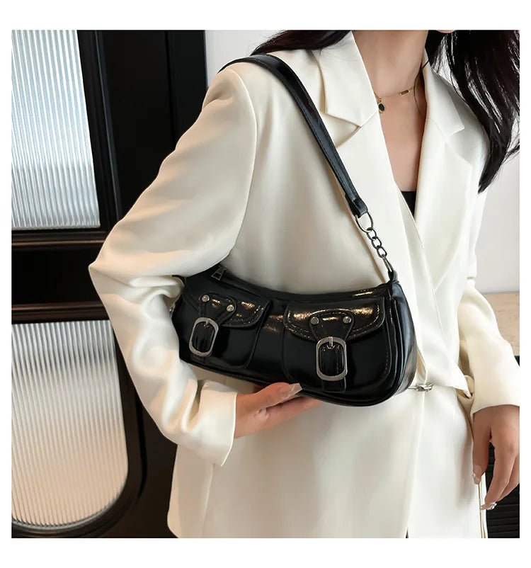 Women's shoulder bag fashion commuting armpit bag personality trendy cool scooter bag small senior sense shoulder crossbody bag