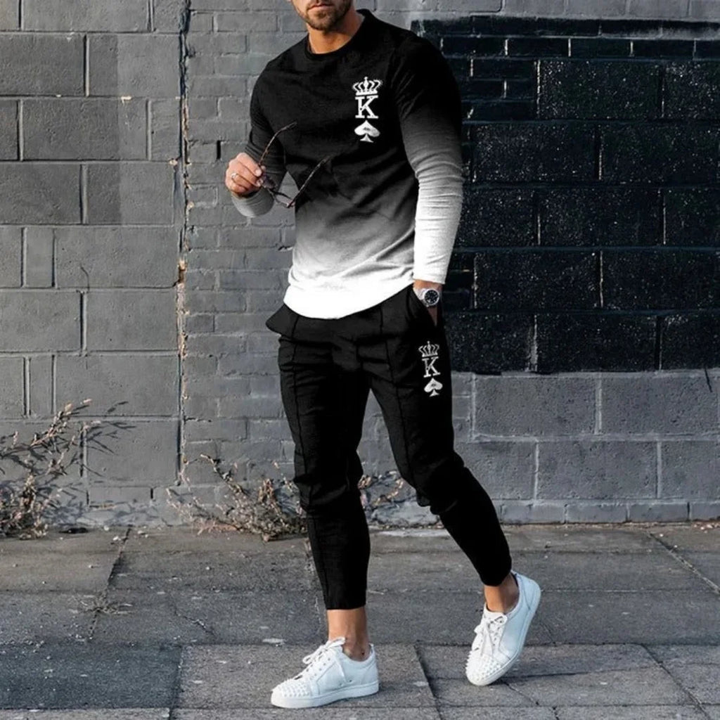 Men Long Sleeve T Shirt and Pants Activewear Tracksuit