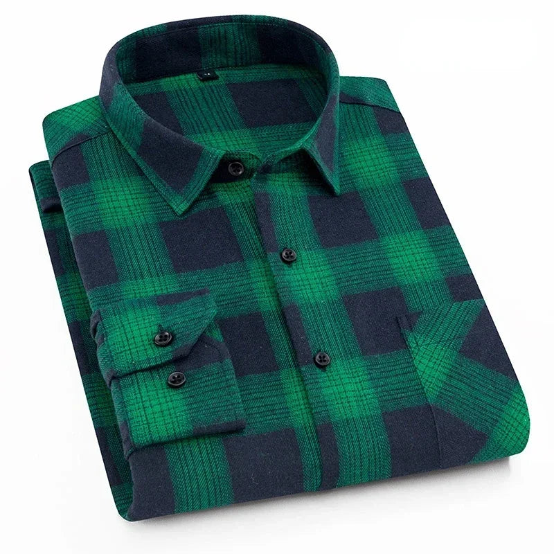 Men’s Cotton Plaid Long Sleeve Shirt