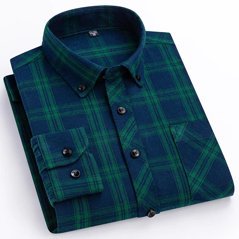 Men’s Cotton Plaid Long Sleeve Shirt