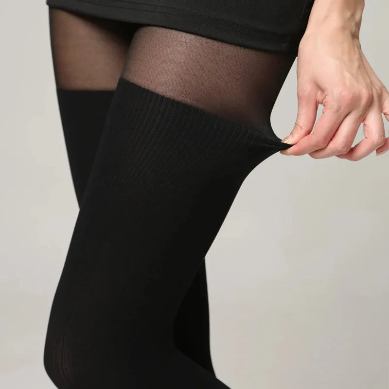 Faux Thigh High Patterned Tights for Women