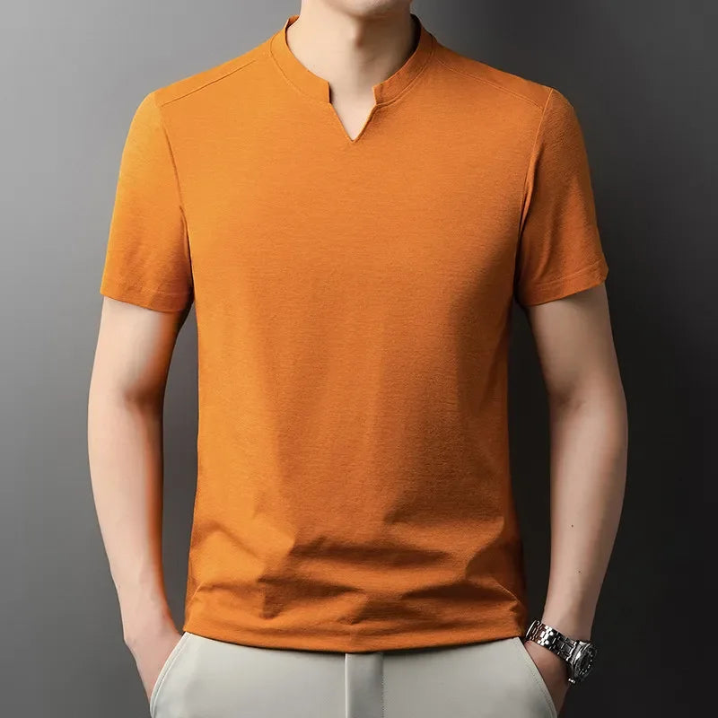 Men Korean V Neck Short Sleeve T Shirt Casual Summer Top