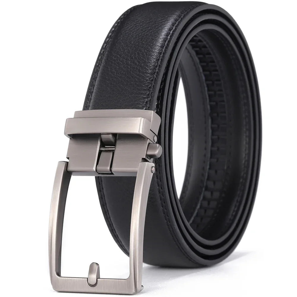 Men Luxury Genuine Leather Automatic Buckle Belt